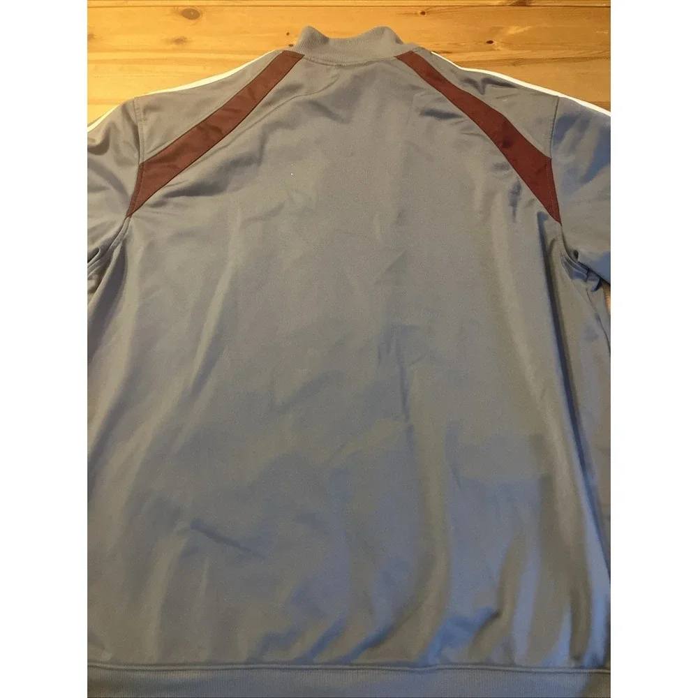 ADIDAS Full Zip Up Mock Neck Long Sleeve Gray Maroon Track Jacket Men's Size 2XL
